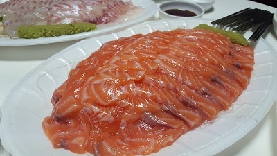 Big Plate of Raw, Seasoned Salmon