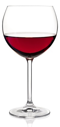 Burgundy Wine Glass filled with Red Wine