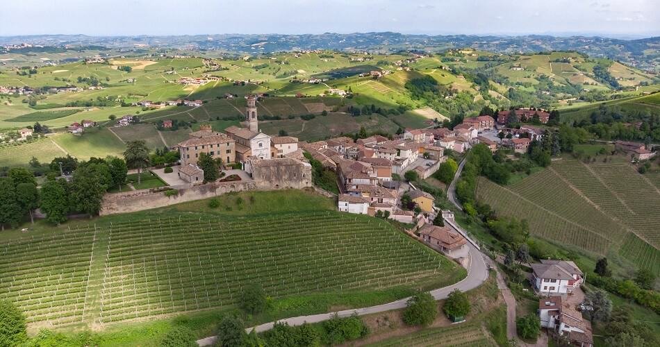 Bird's Eye View of the City of Calosso in the Asti Region, Piedmont, Italy