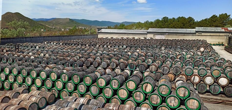 Open Air Storage with Hundreds of Barrels of Madeira Wine