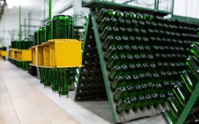 Machines for Mass Production of Sparkling Wine in Modern Factory