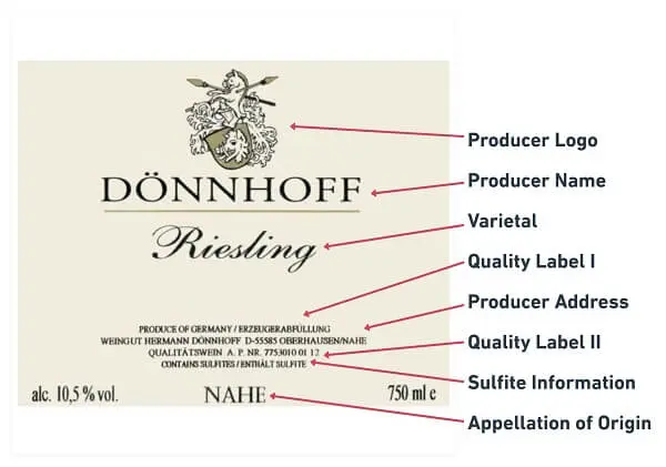 German Wine Bottle Label