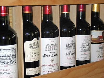 Bottles of Red Bordeaux Wine