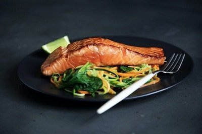 Serving of Grilled Salmon with Vegetables