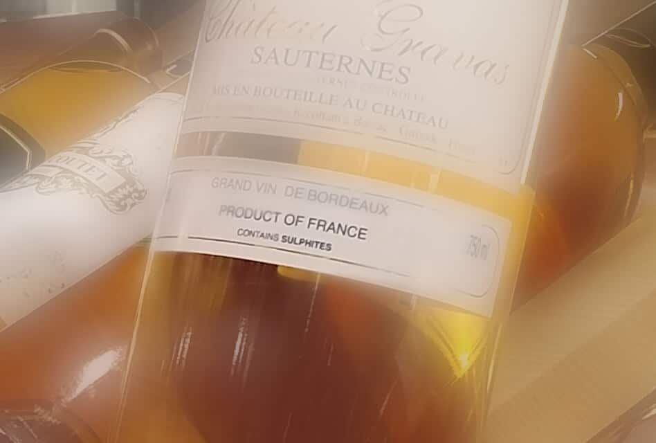 Bottle Label Indicating Sulfites in Wine