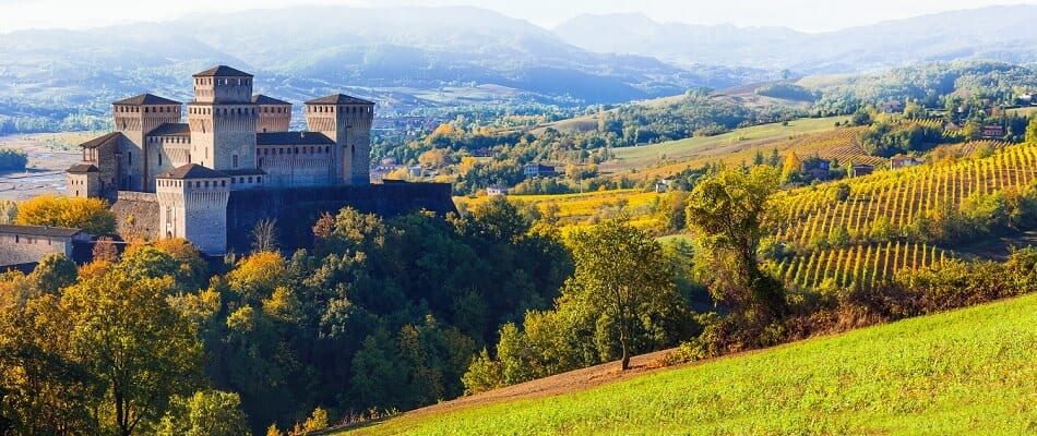 Emilia Romagna Region with Castle and Vineyards