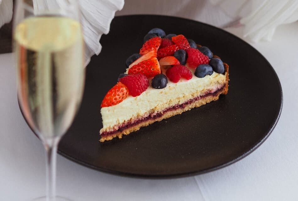 Glass of Dessert Wine with Cake